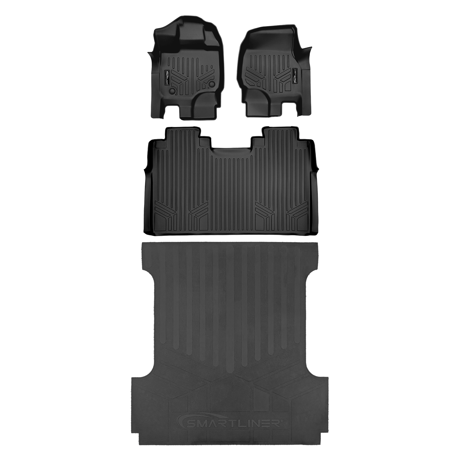 SMARTLINER Smart Coverage™ Custom Fit Floor Liners For 2015-2024 Ford F-150 SuperCrew Cab with 1st Row Bench Seat (No OTH and no 2nd Row Underseat Storage)