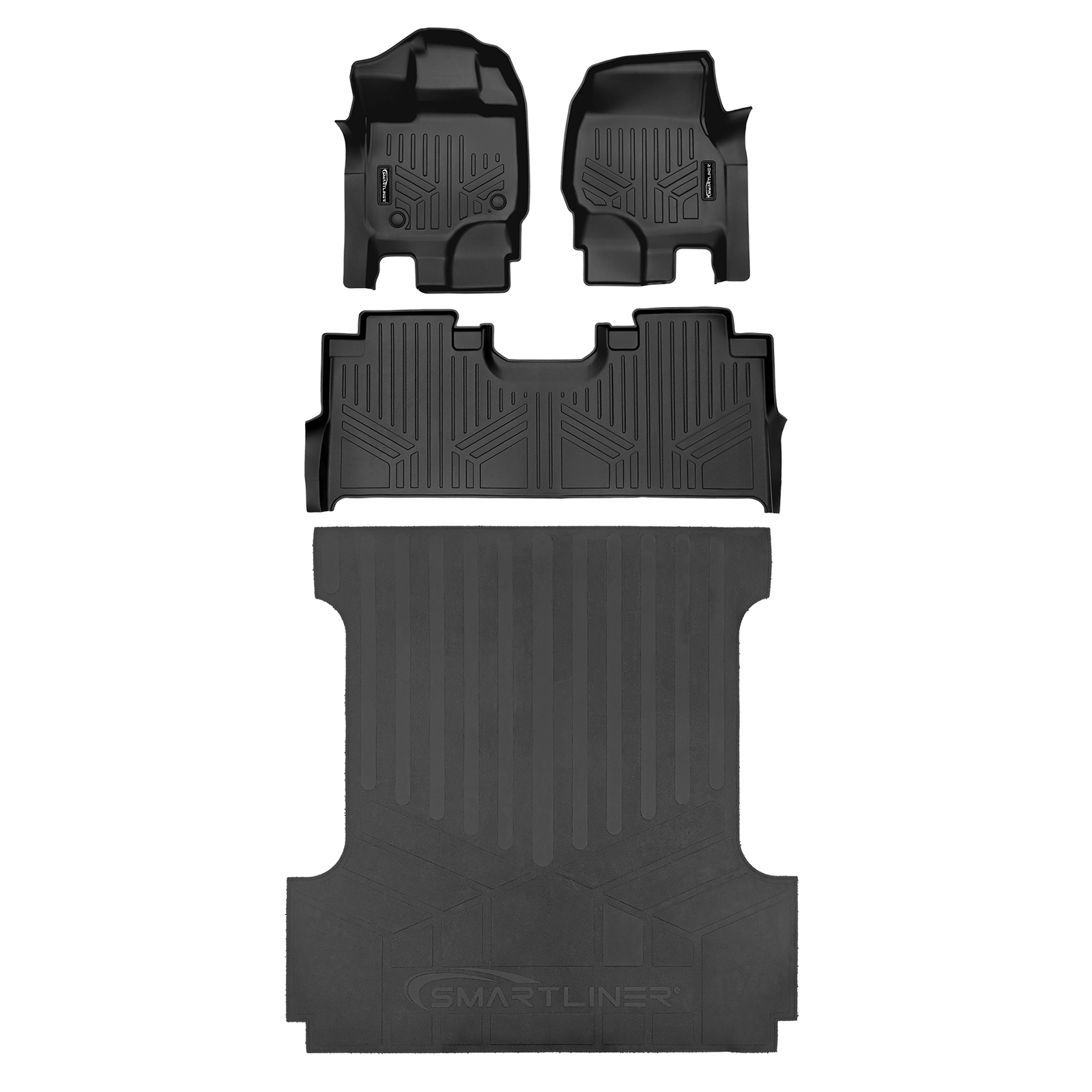 SMARTLINER Smart Coverage™ Custom Fit Floor Liners For 2022-2024 Ford F-150 Lightning with 1st Row Bucket Seats & 2nd Row Under Seat Storage