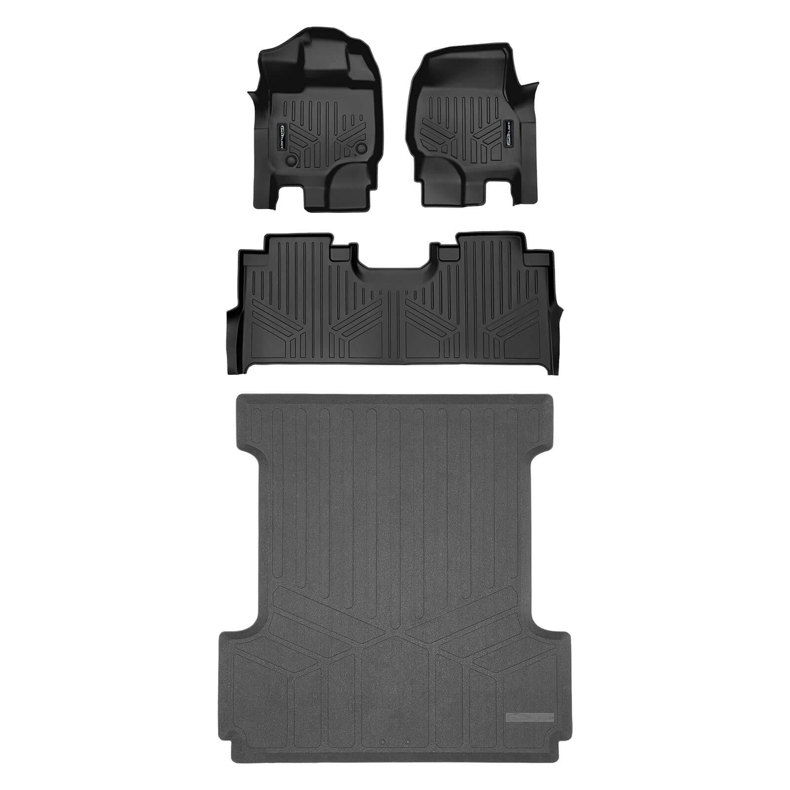 SMARTLINER Smart Coverage™ Custom Fit Floor Liners For 2015-2024 Ford F-150 with 1st Row Bucket Seats & 2nd Row Under Seat Storage