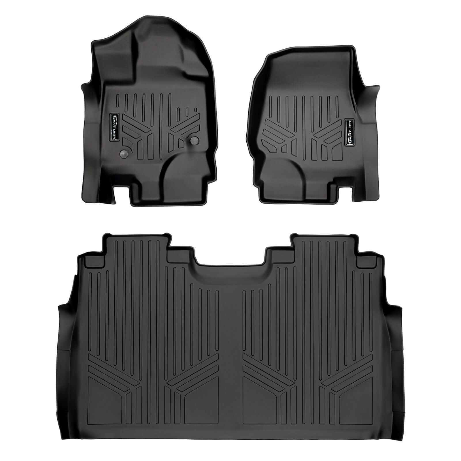 SMARTLINER Smart Coverage™ Custom Fit Floor Liners For 2015-2024 Ford F-150 SuperCrew Cab with 1st Row Bucket Seats (Vinyl Flooring)