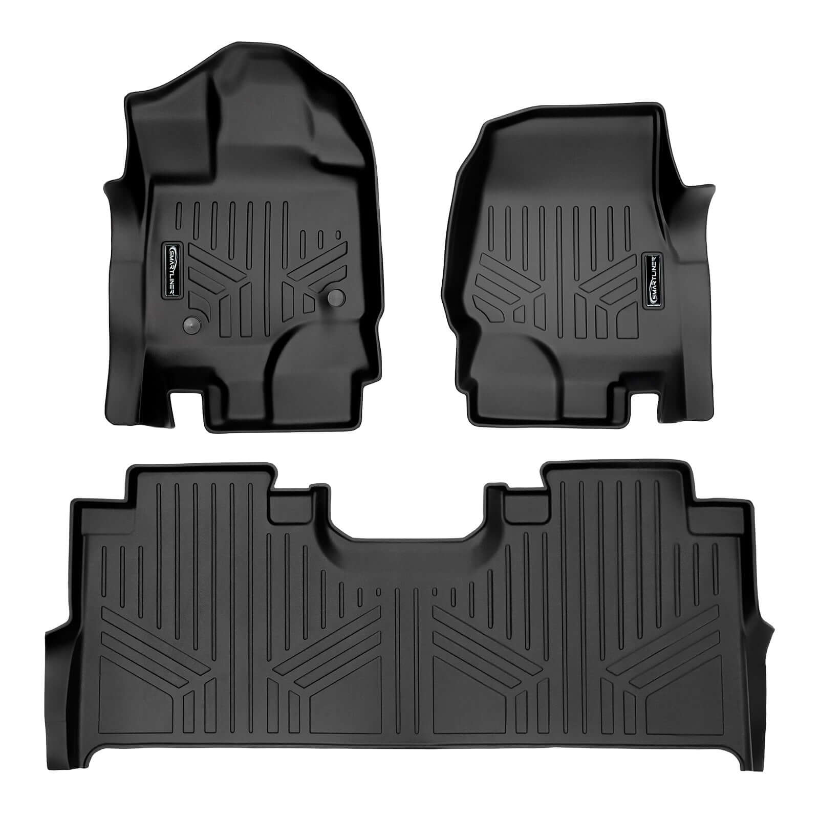 SMARTLINER Smart Coverage™ Custom Fit Floor Liners For 2015-2024 Ford F-150 with 1st Row Bucket Seats & 2nd Row Under Seat Storage (Vinyl Flooring)