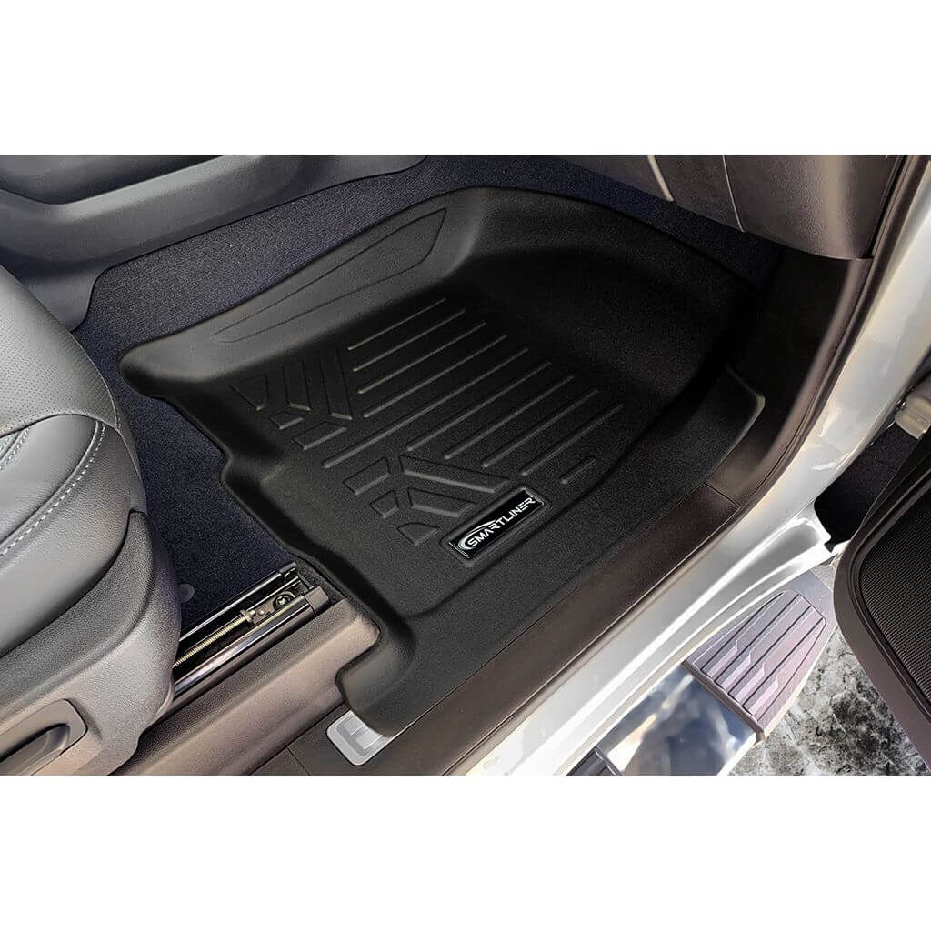SMARTLINER Custom Fit Floor Liners For 2019-2024 Chevrolet Silverado 1500 / GMC Sierra 1500 Crew Cab with Carpeted Flooring and 1st Row Bench Seats (No OTH Coverage) and 2nd Row Underseat Storage