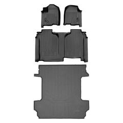 SMARTLINER Smart Coverage™ Custom Fit Floor Liners For 2019-2024 Chevrolet Silverado 1500 Crew Cab With 1st Row Bench Seat (No OTH Coverage) and Carpeted Flooring without the 2nd Row Underseat Storage