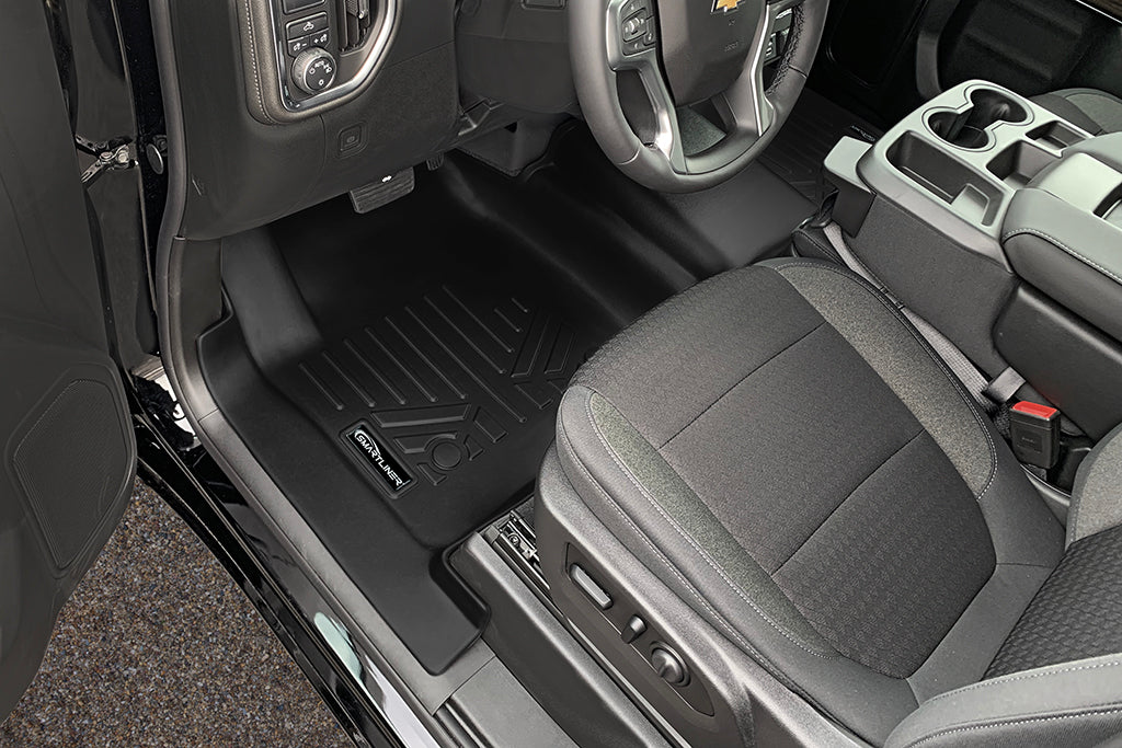 SMARTLINER Custom Fit Floor Liners For 2019-2024 GMC Sierra 1500 Double Cab with Carpet Flooring and 1st Row Bench Seat and OTH Coverage (with 2nd Row Under Seat Storage)