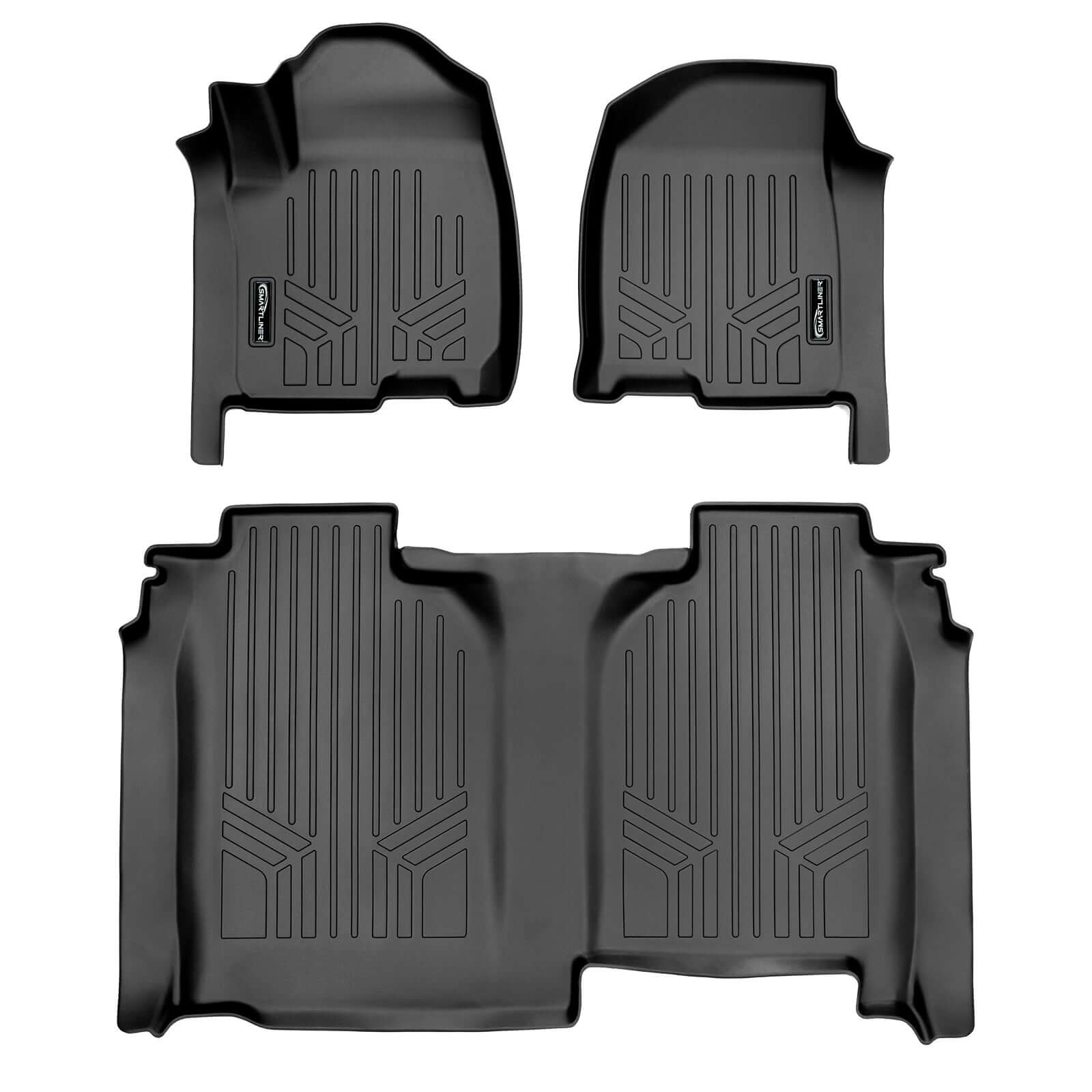 SMARTLINER Smart Coverage™ Custom Fit Floor Liners For 2019-2024 Chevrolet Silverado 1500 Crew Cab With 1st Row Bench Seat (No OTH Coverage) and Vinyl Flooring without the 2nd Row Underseat Storage