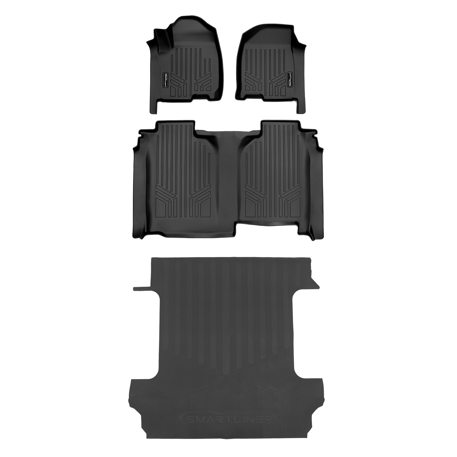 SmartCoverage™ Custom Fit Floor Liners For 2019-2024 Silverado/Sierra 1500 Crew Cab With 1st Row Bucket Seats & Vinyl Floor