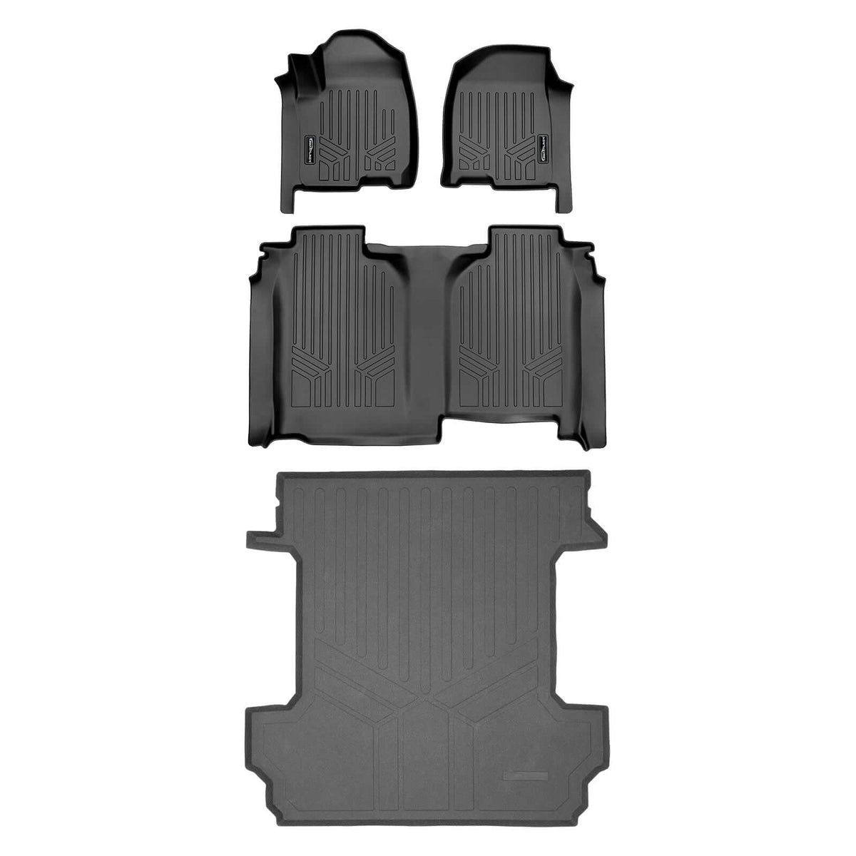 SMARTLINER Smart Coverage™ Custom Fit Floor Liners For 2019-2024 Chevrolet Silverado 1500 Crew Cab With 1st Row Bench Seat (No OTH Coverage) and Vinyl Flooring without the 2nd Row Underseat Storage