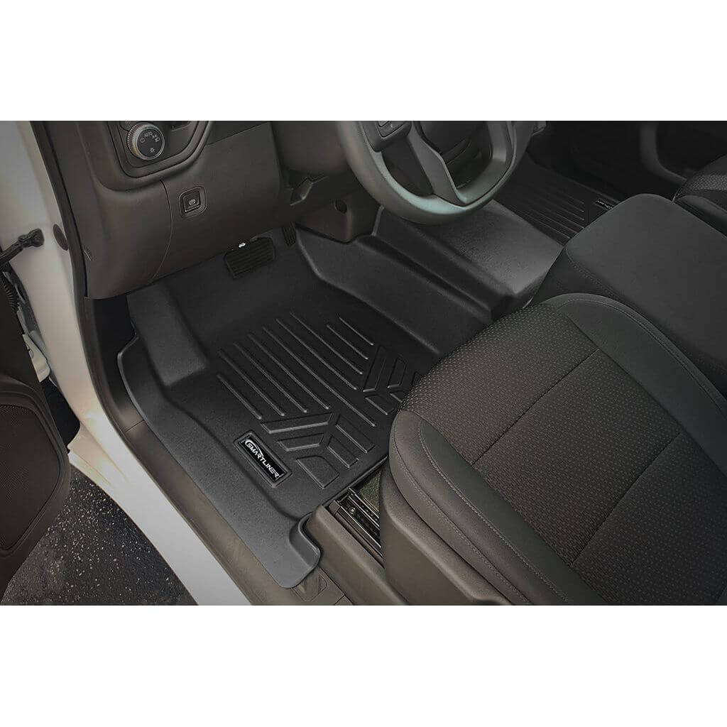 SMARTLINER Smart Coverage™ Custom Fit Floor Liners For 2019-2024 Chevrolet Silverado 1500 Crew Cab With 1st Row Bench Seat (with OTH Coverage) and Vinyl Flooring without the 2nd Row Underseat Storage