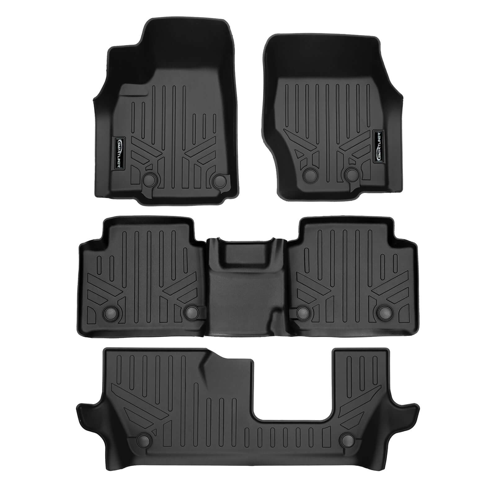 SMARTLINER Custom Fit Floor Liners For 2021-2025 Jeep Grand Cherokee L w/ 2nd Row Bench Seat (No subwoofer)