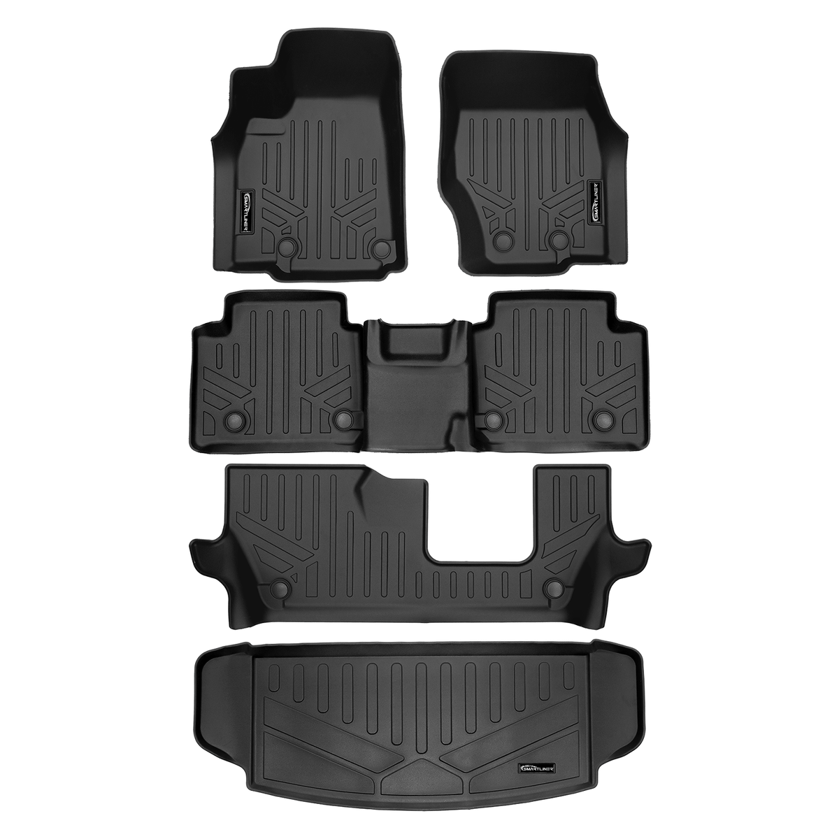 SMARTLINER Custom Fit Floor Liners For 2021-2025 Jeep Grand Cherokee L w/ 2nd Row Bench Seat (No subwoofer)