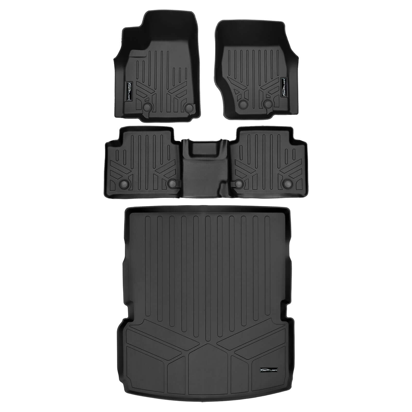 SMARTLINER Custom Fit Floor Liners For 2021-2025 Jeep Grand Cherokee L w/ 2nd Row Bench Seat (No subwoofer)