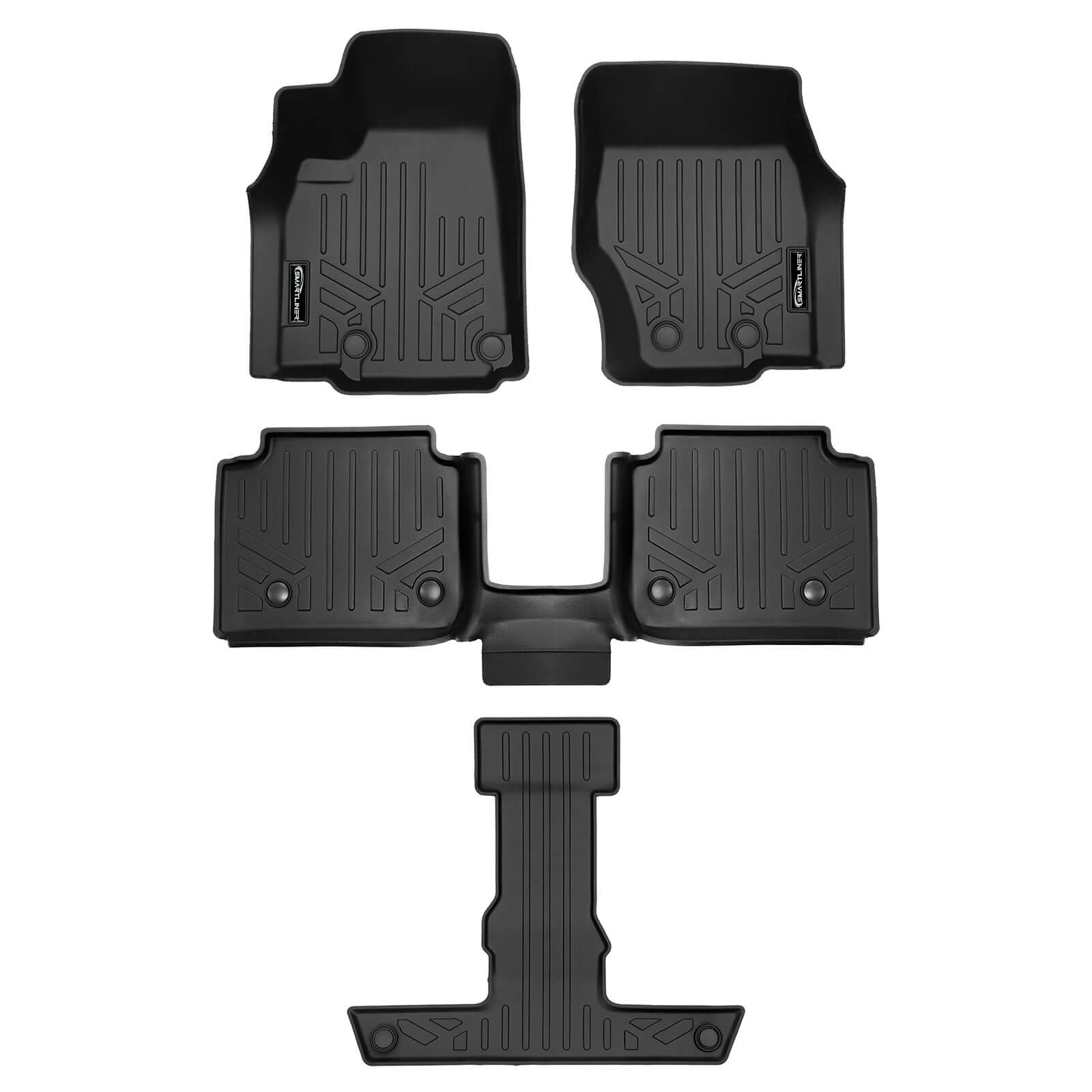 SMARTLINER Custom Fit Floor Liners For 2021-2024 Jeep Grand Cherokee L with 2nd Row Bucket Seats With Center Console (No subwoofer)