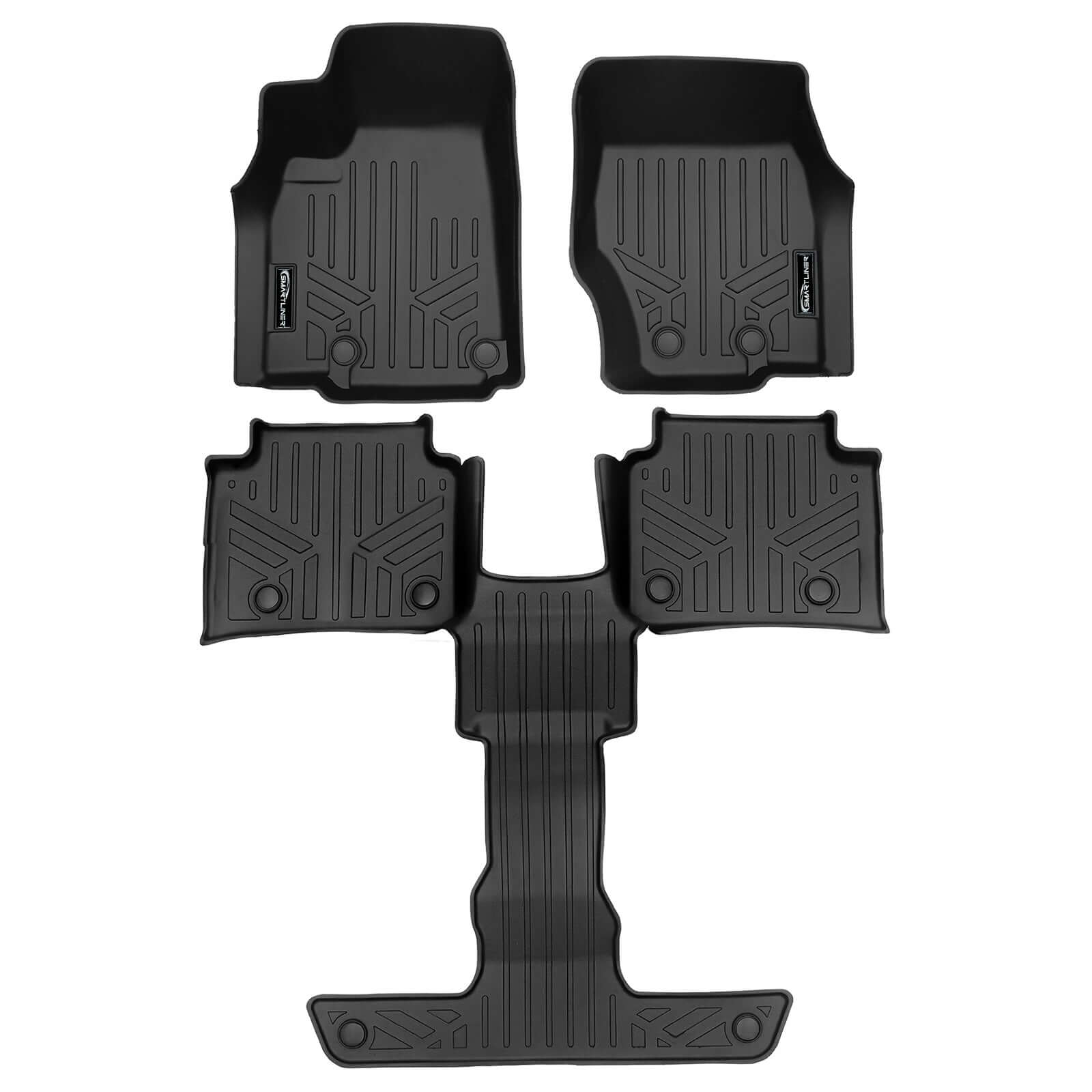 SMARTLINER Custom Fit Floor Liners For 2021-2025 Jeep Grand Cherokee L with 2nd Row Bucket Seat No Center Console with in between Coverage (No subwoofer)