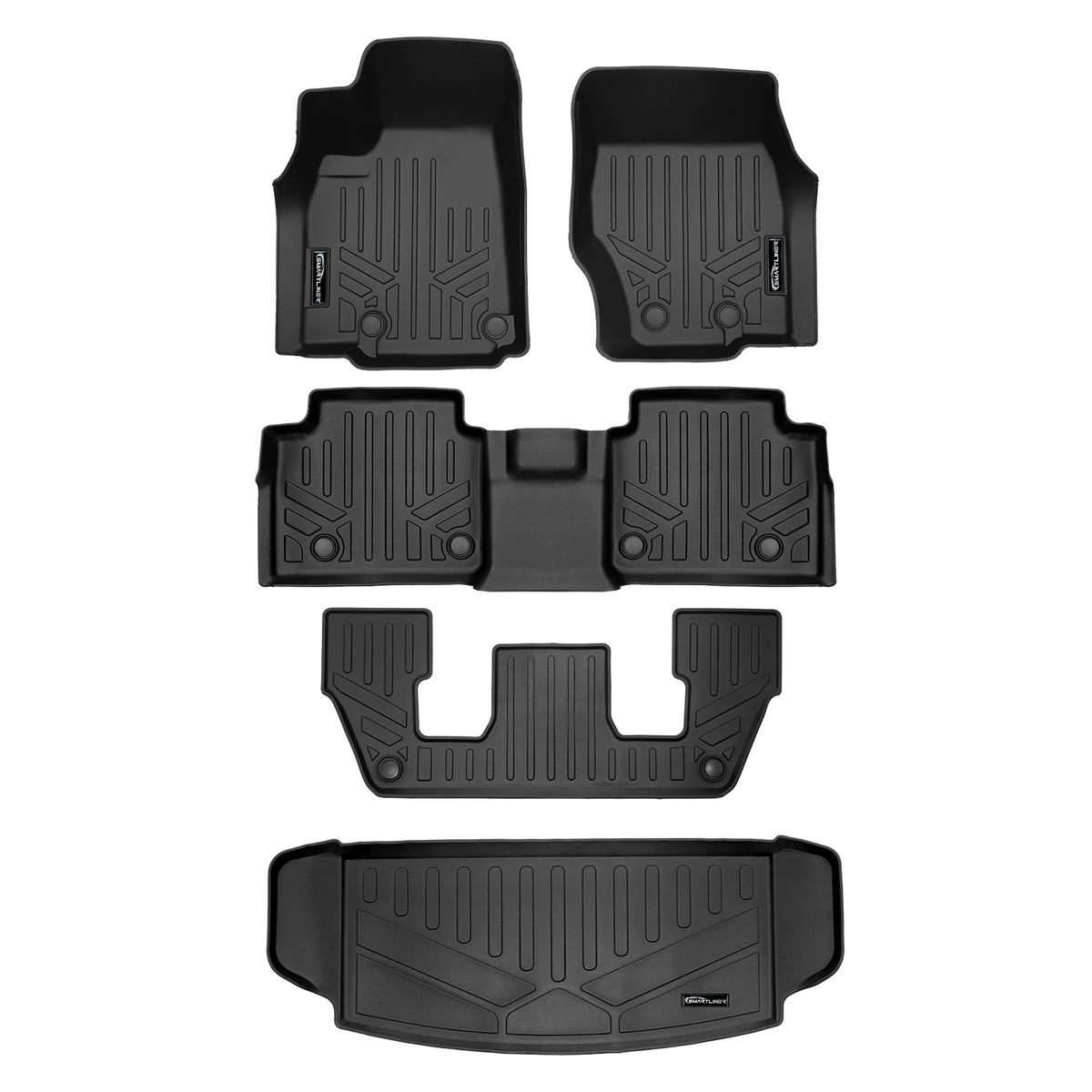 SMARTLINER Custom Fit Floor Liners For 2021-2024 Jeep Grand Cherokee L w/ 2nd Row Bucket Seats and center console (No subwoofer)