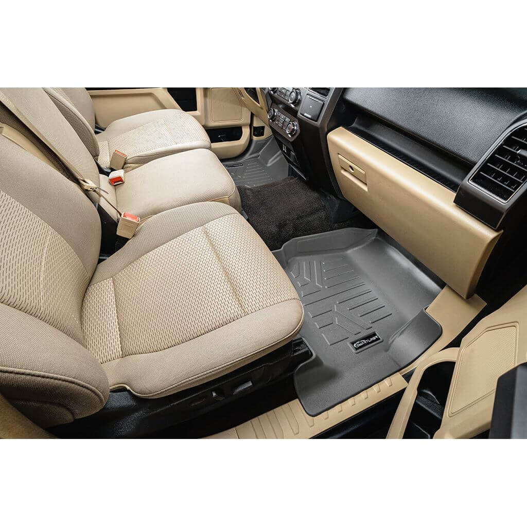 SMARTLINER Custom Fit Floor Liners For 2015-2024 Ford F-150 SuperCab with 1st Row Bucket Seats Vinyl Flooring