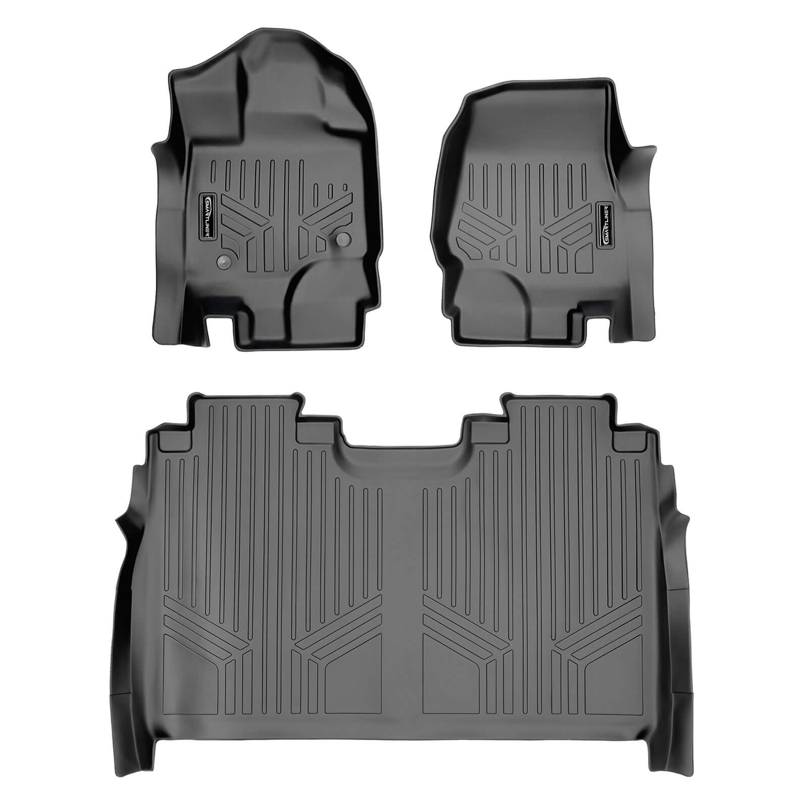 SMARTLINER Smart Coverage™ Custom Fit Floor Liners For 2015-2024 Ford F-150 SuperCrew Cab with 1st Row Bucket Seats (Vinyl Flooring)