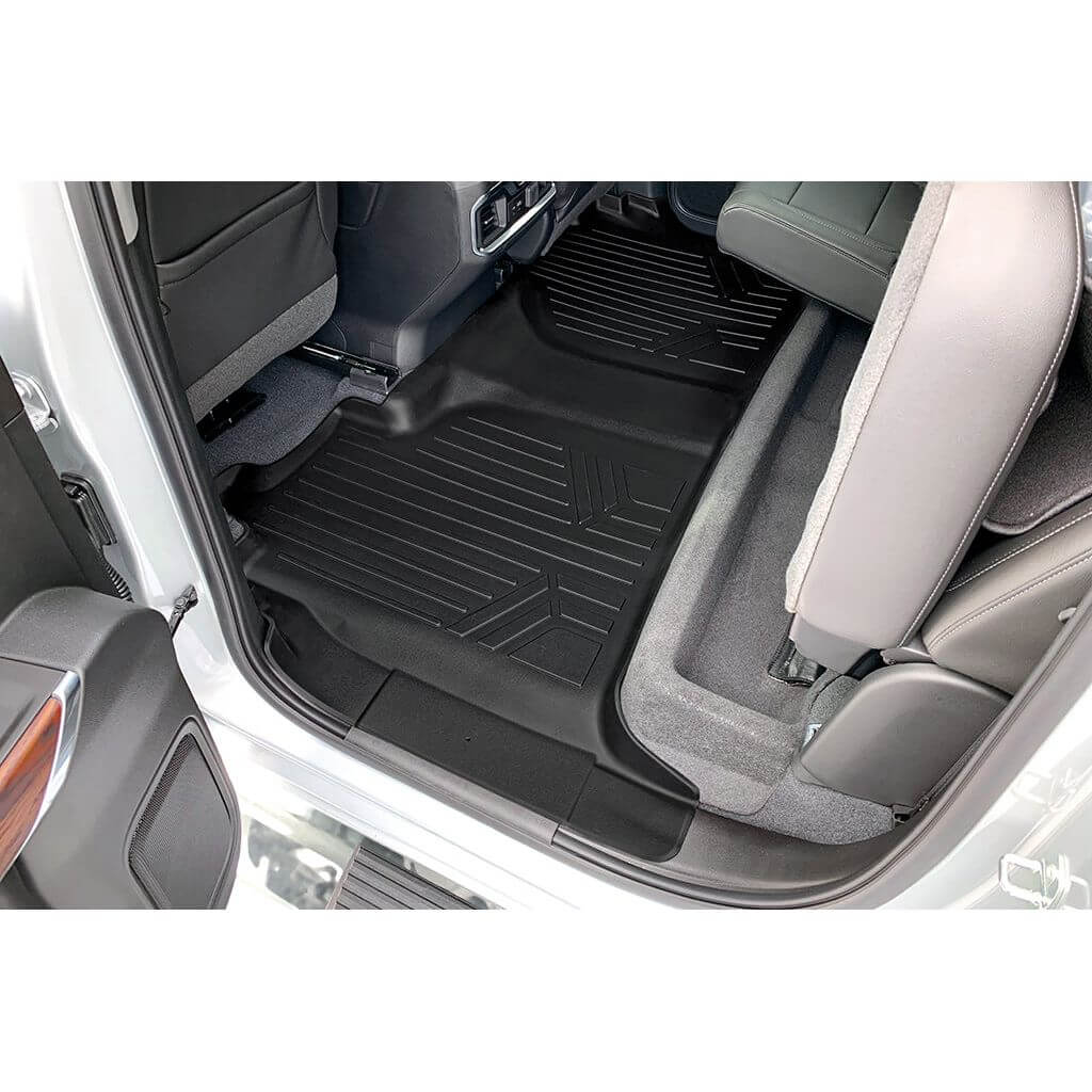 SMARTLINER Custom Fit Floor Liners For 2019-2024 Chevrolet Silverado 1500 / GMC Sierra 1500 Crew Cab with Carpeted Flooring and 1st Row Bench Seats (No OTH Coverage) and 2nd Row Underseat Storage