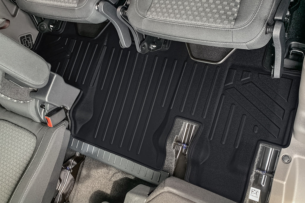 SMARTLINER Custom Fit Floor Liners For 2014-2021 Transit Connect With Carpet Flooring (Long Wheelbase & 2nd Row Bench Seat)