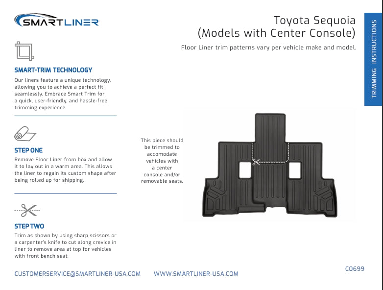 SMARTLINER Custom Fit Floor Liners For 2023-2024 Toyota Sequoia (7 Passenger Model without Center Console)