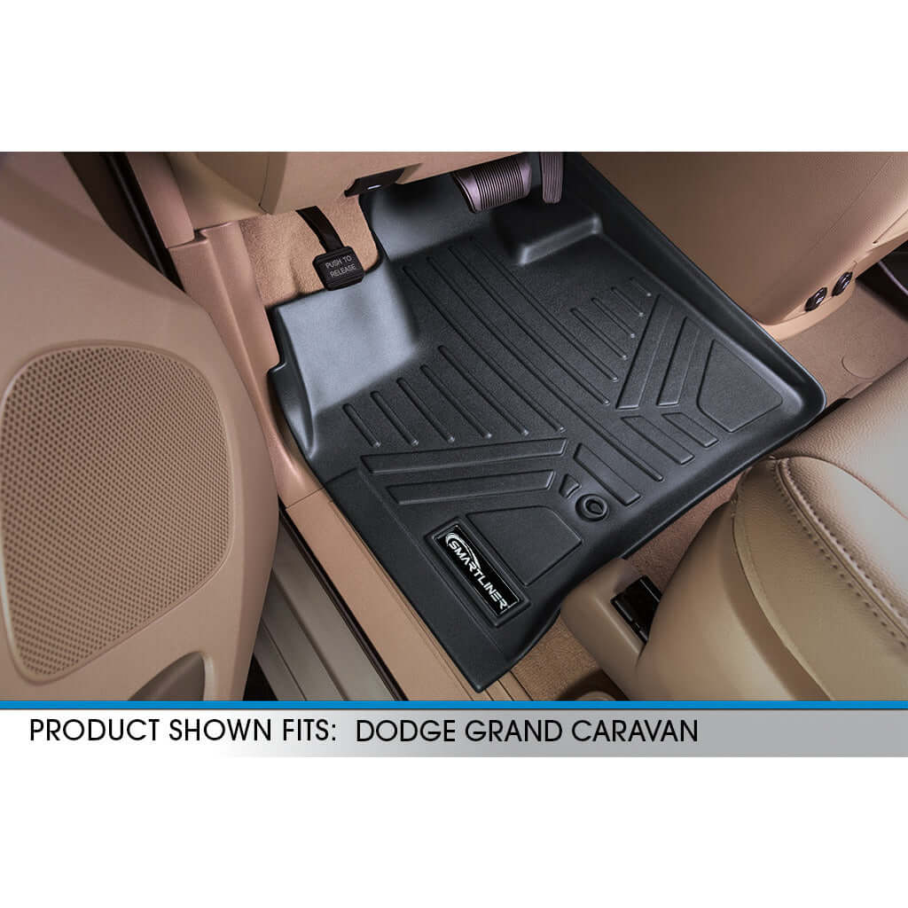 SMARTLINER Custom Fit Floor Liners For 2013-2020 Dodge Grand Caravan with 2nd Row Bucket Seats and 1st Row Super Console