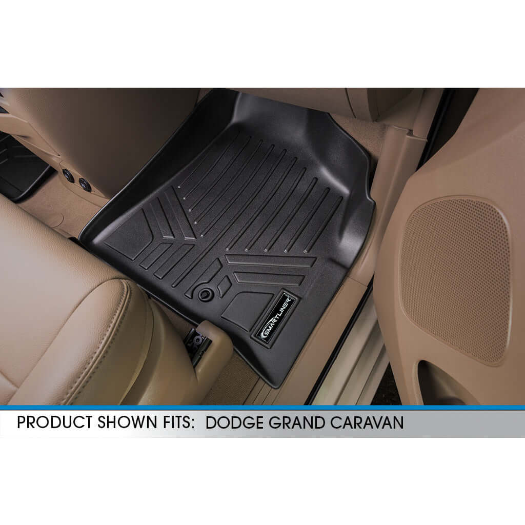 SMARTLINER Custom Fit Floor Liners For 2013-2020 Dodge Grand Caravan with 2nd Row Bucket Seats and 1st Row Super Console