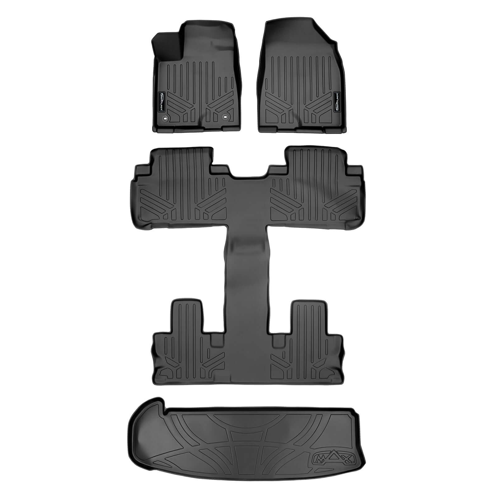 SMARTLINER Custom Fit Floor Liners For 2014-2019 Highlander with 2nd Row Bucket Seats (No Hybrid)