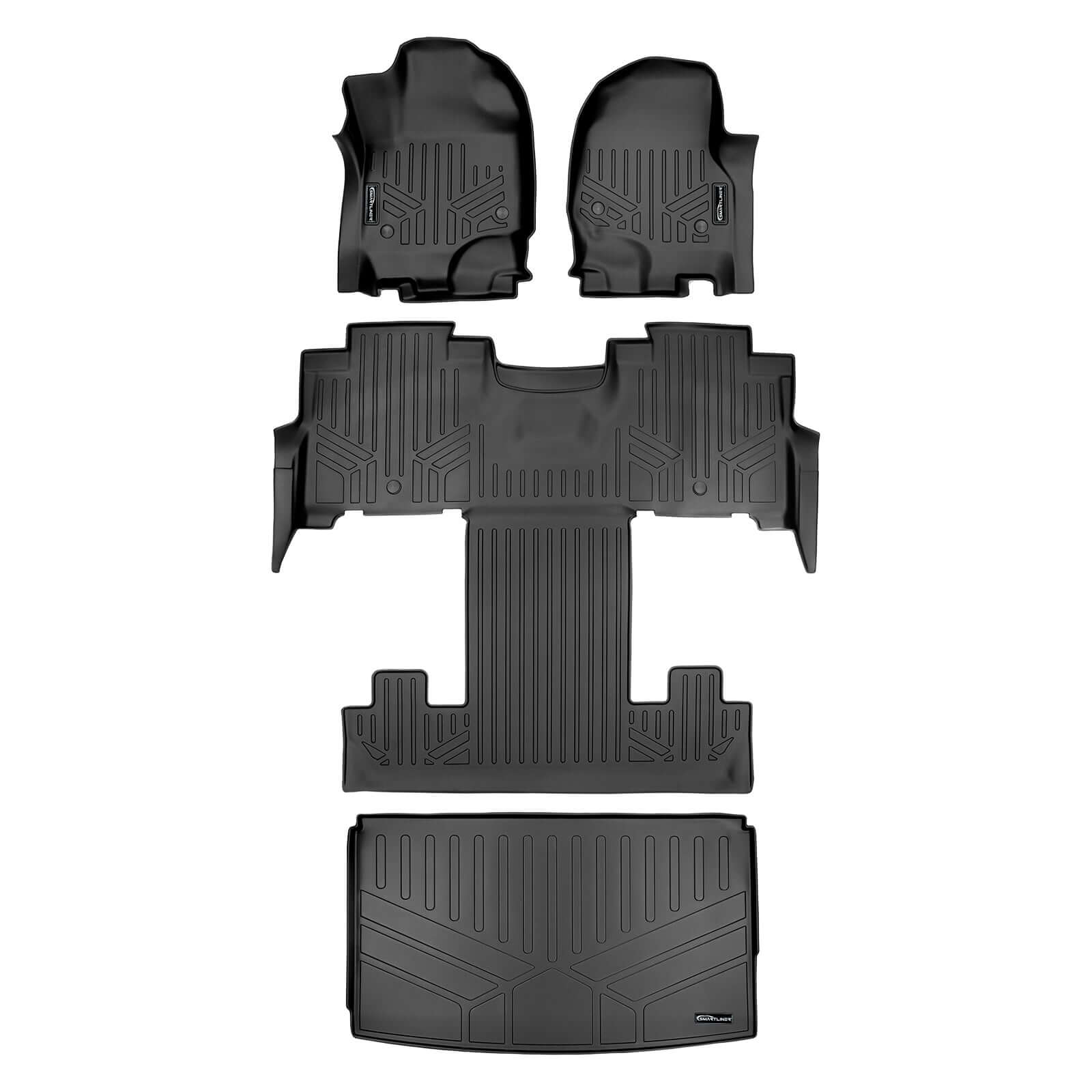 Smart Trim™ Custom Fit Floor Liners For 2018-2024 Ford Expedition/Lincoln Navigator 2nd Row Bucket Seats (Only Max or L)