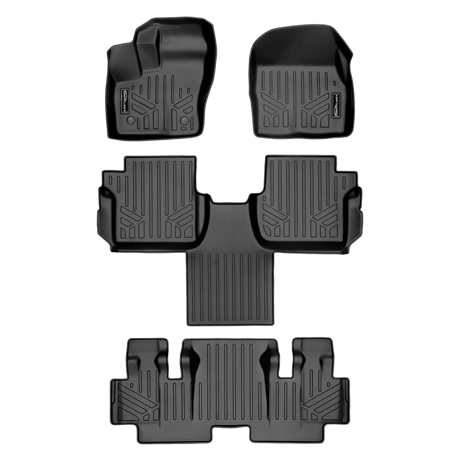 SMARTLINER Custom Fit Floor Liners For 2014-2021 Transit Connect With Carpet Flooring (Long Wheelbase & 2nd Row Bucket Seats)