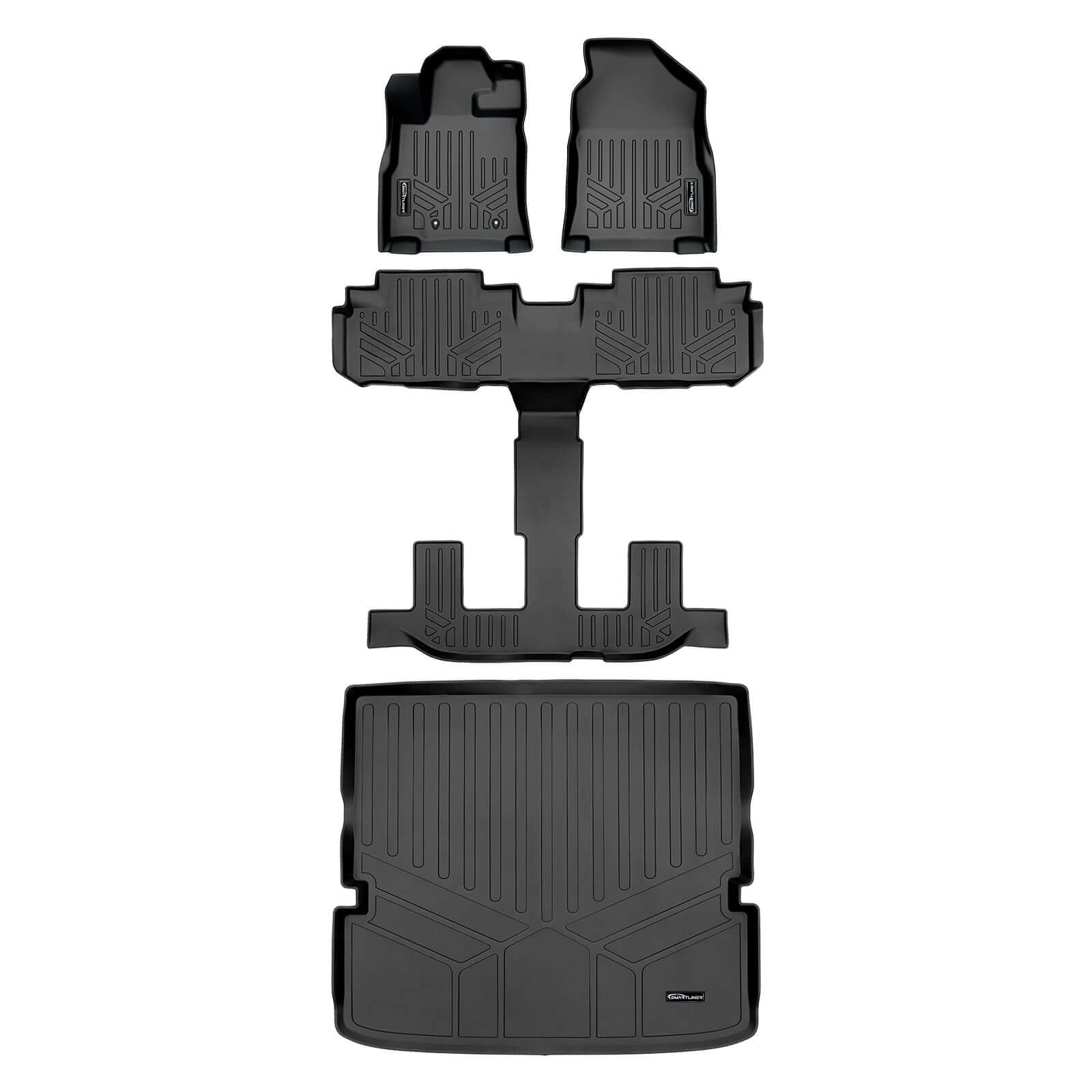 SMARTLINER Custom Fit Floor Liners For 2019-2024 Subaru Ascent with 2nd Row Bucket Seats and No Subwoofer in the Cargo Area