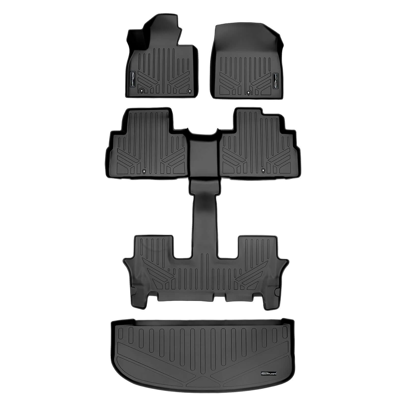 SMARTLINER Custom Fit for 2020 Kia Telluride with 2nd Row Bucket Seat No Center Console with in between Coverage - Smartliner USA