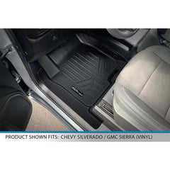 SMARTLINER Custom Fit Floor Liners For 2019-2024 Chevrolet Silverado 1500 Double Cab With 1st Row Bench Seat (No OTH Coverage) & Vinyl Flooring