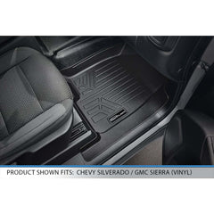 SMARTLINER Custom Fit Floor Liners For 2019-2023 Silverado/Sierra 1500 Crew Cab With 1st Row Bucket Seats & Vinyl Floor