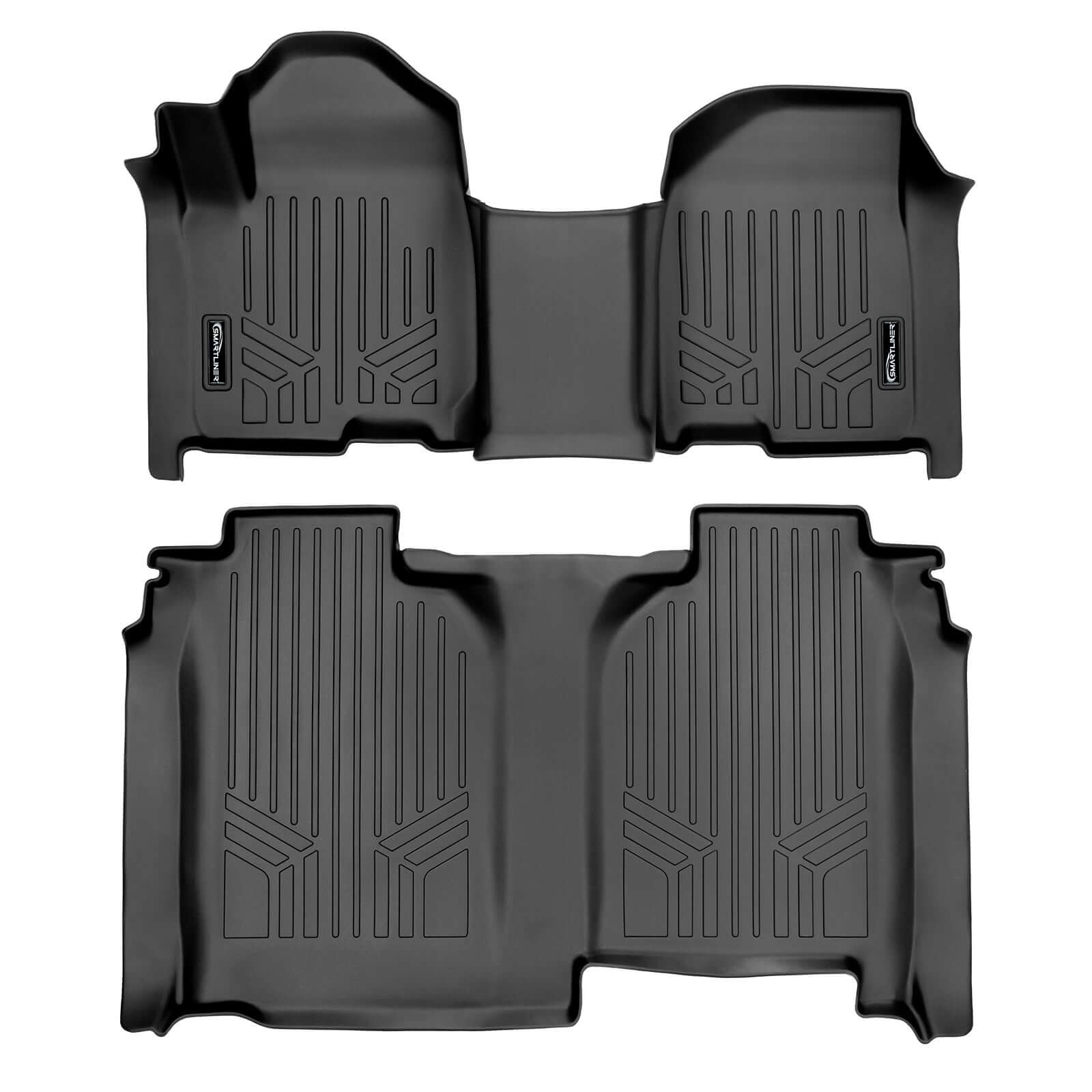 SMARTLINER Smart Coverage™ Custom Fit Floor Liners For 2019-2024 Chevrolet Silverado 1500 Crew Cab With 1st Row Bench Seat (with OTH Coverage) and Vinyl Flooring without the 2nd Row Underseat Storage