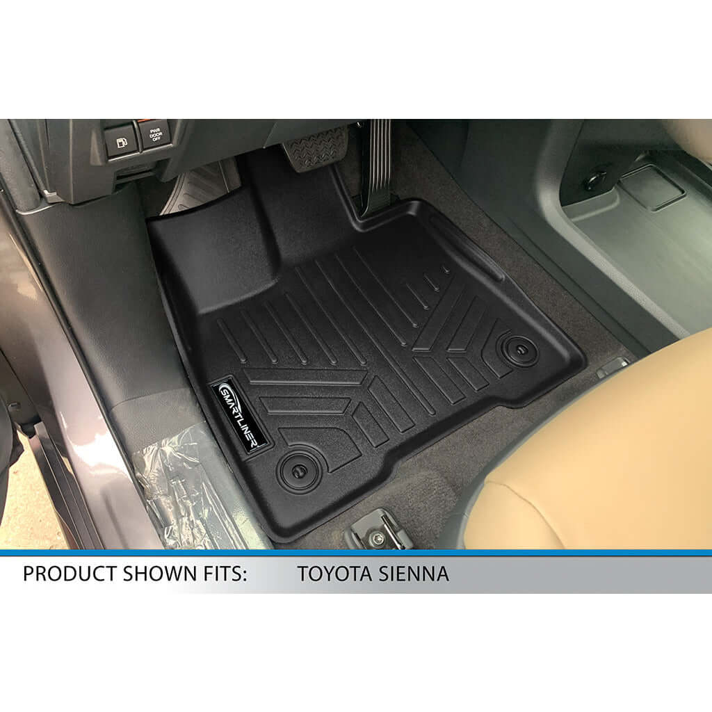 SMARTLINER Custom Fit Floor Liners For 2021-2024 Toyota Sienna with 2nd Row Bench Seat no Spare Tire