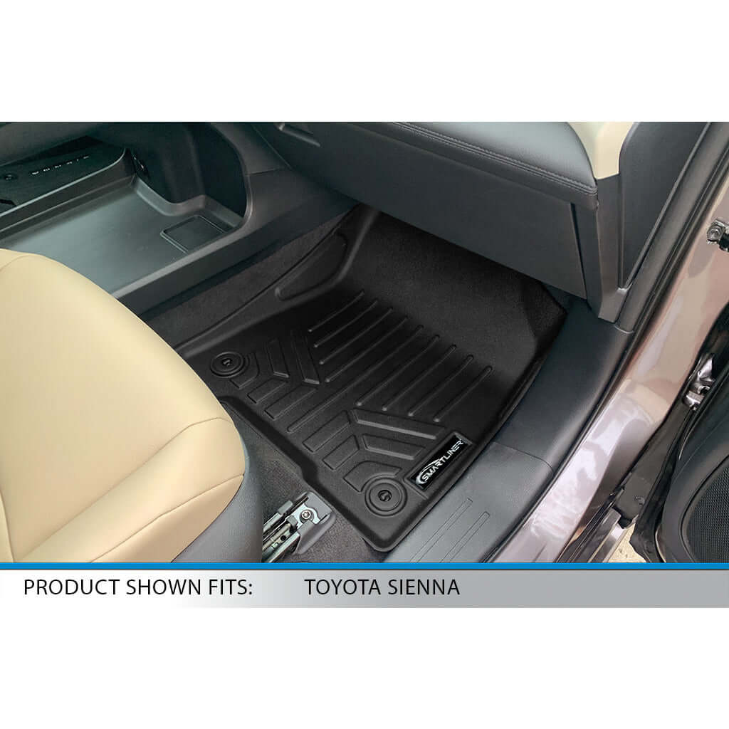 SMARTLINER Custom Fit Floor Liners For 2021-2024 Toyota Sienna with 2nd Row Bench Seat no Spare Tire