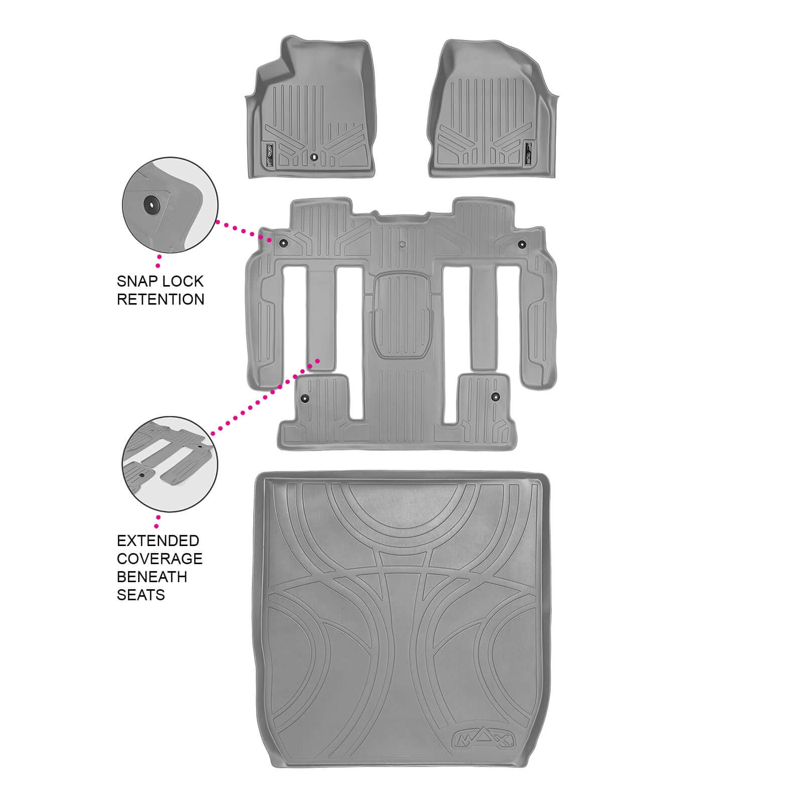 SMARTLINER Custom Fit for 2008 Enclave with 2nd Row Bucket Seats - Smartliner USA