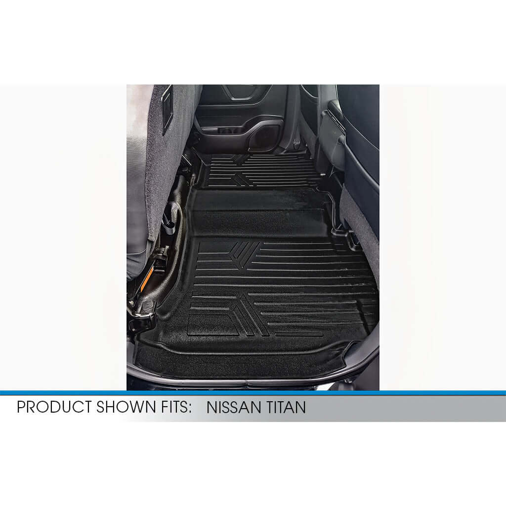 SMARTLINER Custom Fit Floor Liners For Crew Cab 2017-2024 Nissan Titan With Bench Seat and No Under-Seat Storage