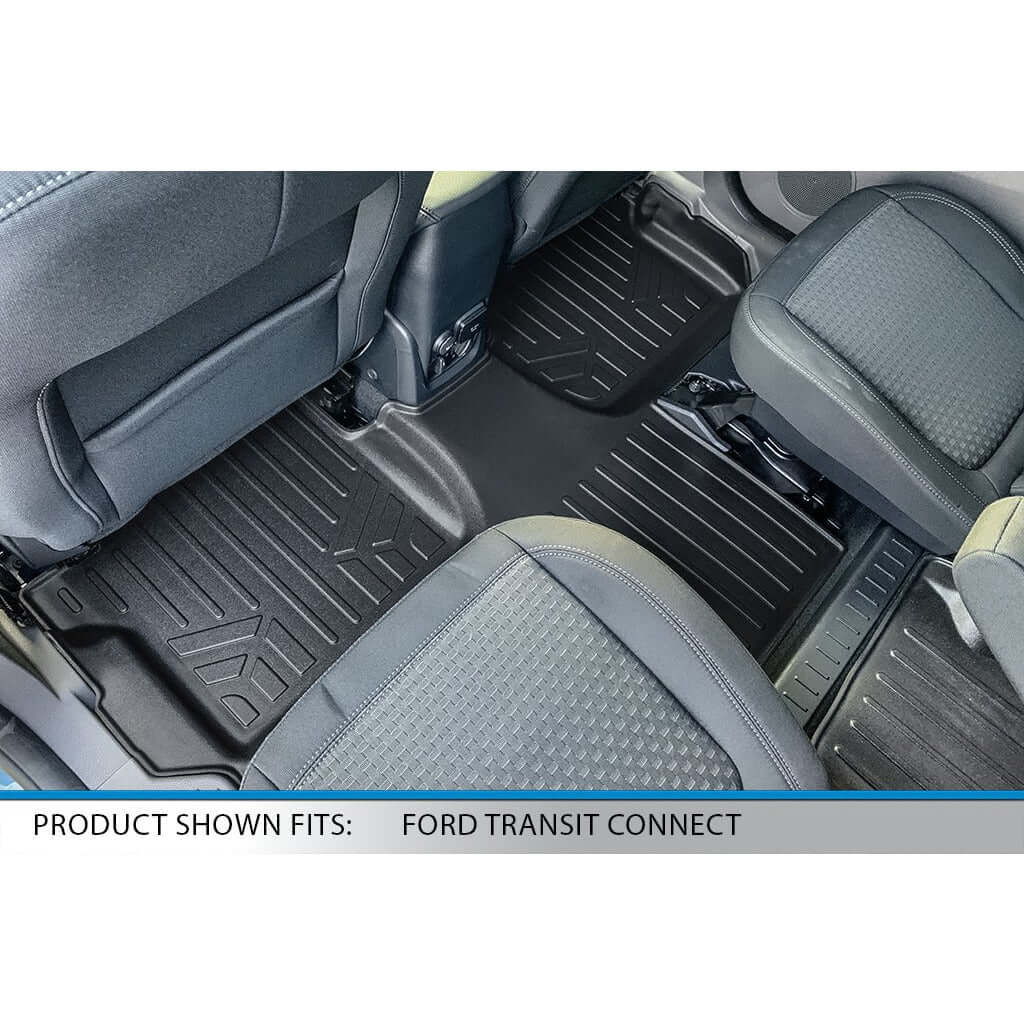 SMARTLINER Custom Fit Floor Liners For 2014-2021 Transit Connect With Carpet Flooring (Long Wheelbase & 2nd Row Bucket Seats)