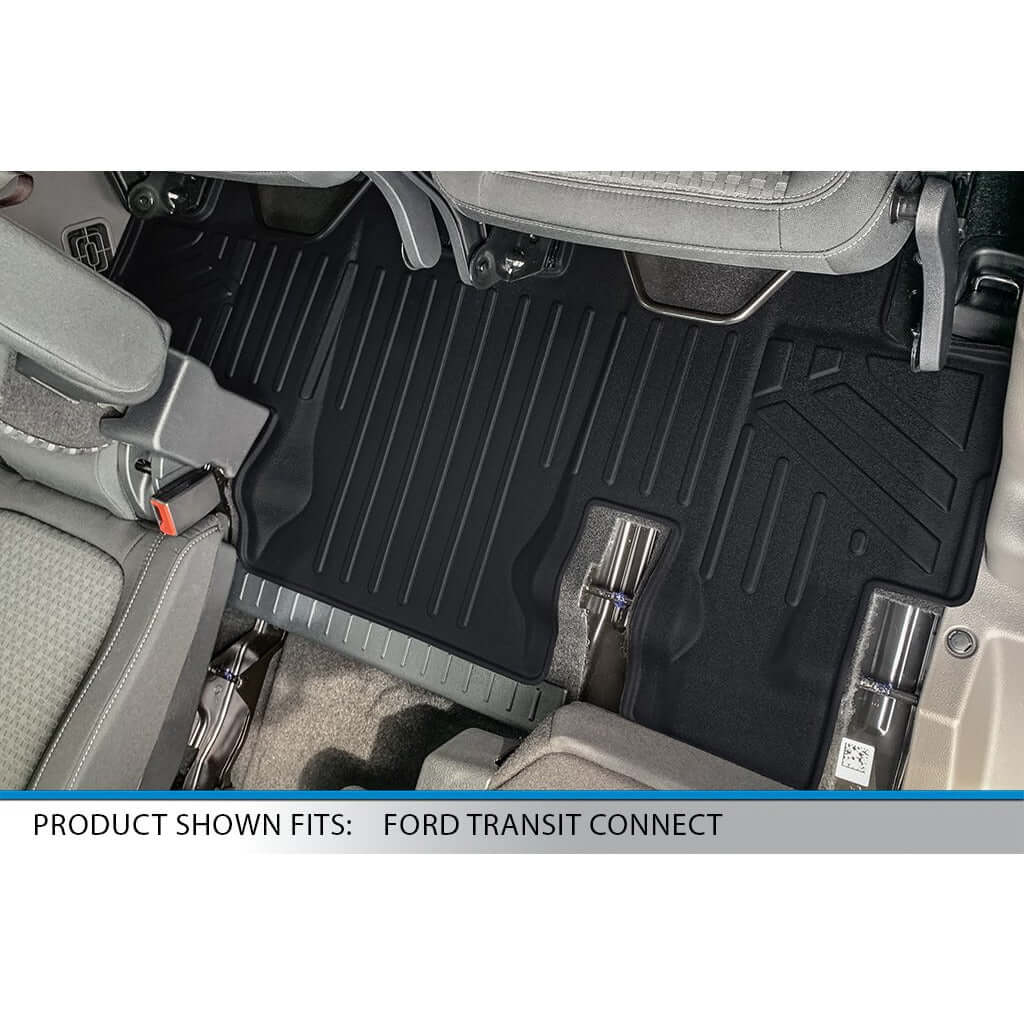 SMARTLINER Custom Fit Floor Liners For 2014-2021 Transit Connect With Carpet Flooring (Long Wheelbase & 2nd Row Bench Seat)