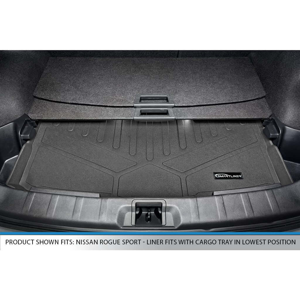 SMARTLINER Custom Fit Floor Liners For 2017-2024 Nissan Rogue Sport - Factory Cargo Tray in Lowest Position